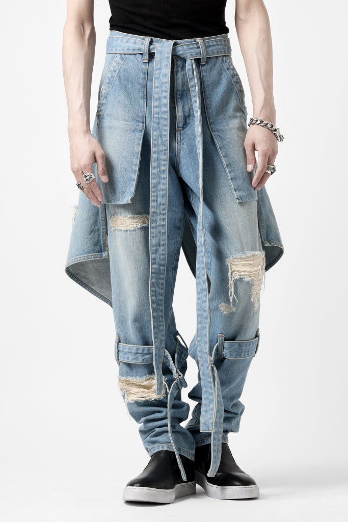 N/07 SEDITIOUS BONDAGE TROUSERS / CRUSHED BLEACH DENIM