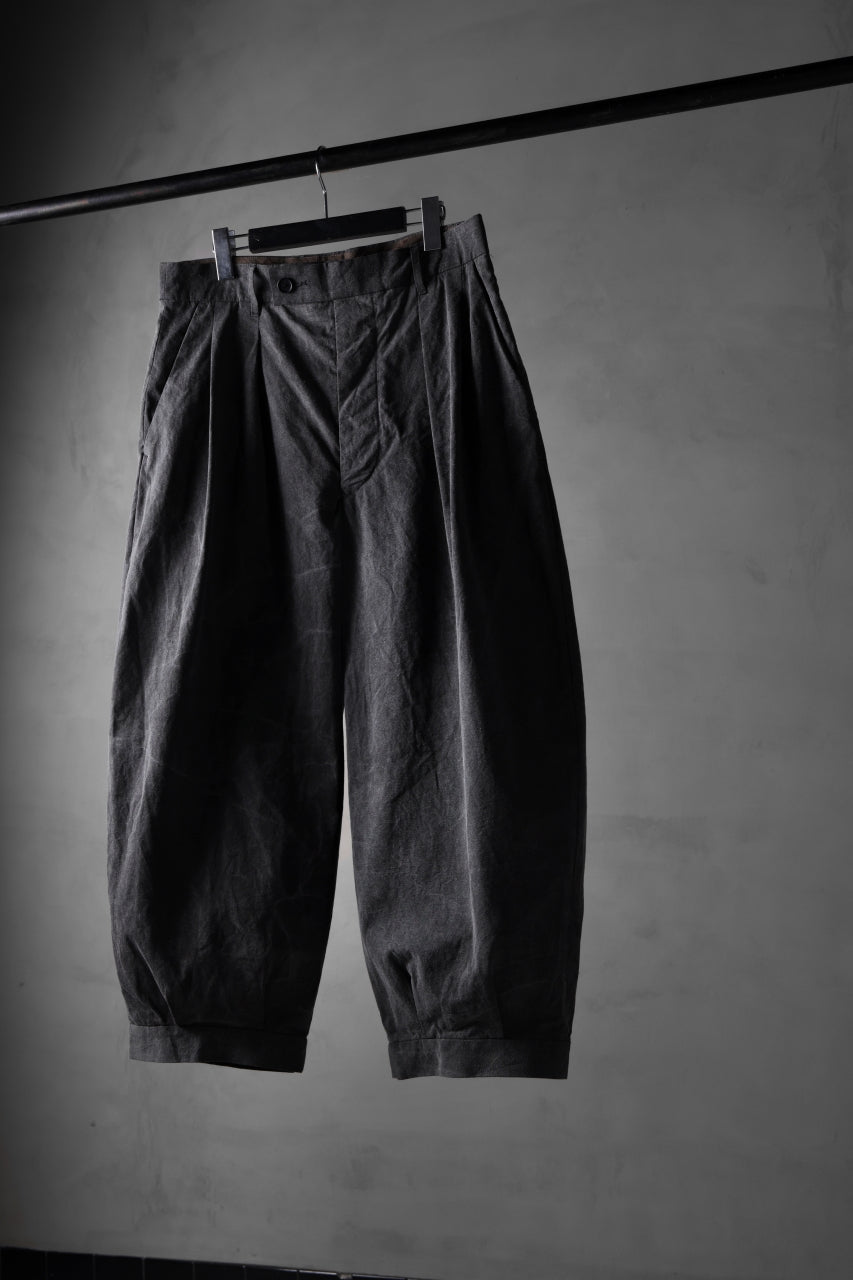 [ Pants ] KLASICA GOSSE (ND ver.) TUCKED x2 TROUSERS / NATURAL DYED COTTON x SILK WEATHER Price / ￥53,900 - (tax in) Foreign Price / ≒ $337.00 or €337,95 Size / 2,3 Color / Sumi Bkack Material / Cotton,Silk  --  KLASICA SH-042 (Ys ver.) EXTRA LONG AND WIDE SHIRTS COAT / PHOTO PRINTKLASICA SH-042 (Ys ver.) EXTRA LONG AND WIDE SHIRTS COAT / PHOTO PRINT  [ Pants ] KLASICA SABRON 66 (ND ver.) RECONSTRUCTED MID PANTS / NATURAL DYED COTTON x SILK WEATHER Price / ￥49,720 - (tax in) Foreign Price / ≒ $337.00 or €311,95 Size / 3 Color / Sumi Bkack Material / Cotton,Silk