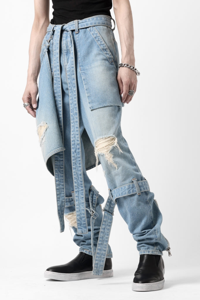 N/07 SEDITIOUS BONDAGE TROUSERS / CRUSHED BLEACH DENIM