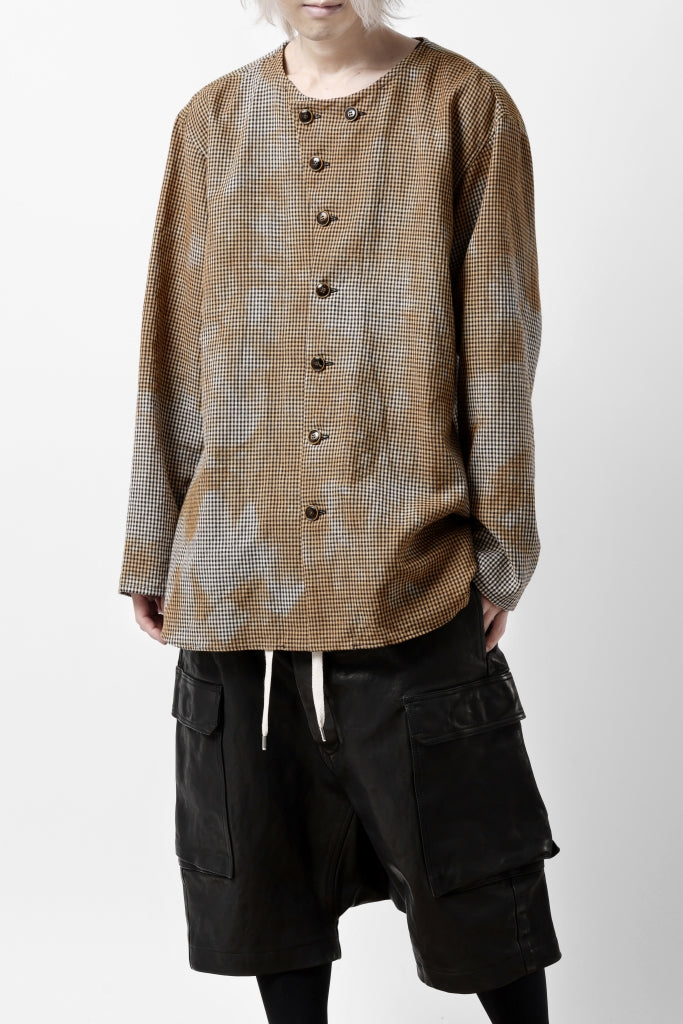 YUTA MATSUOKA exclusive round neck shirt / mottled dyeing dead stock woven