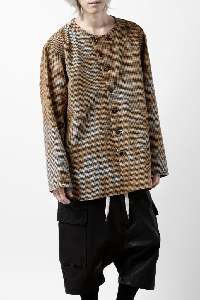 YUTA MATSUOKA exclusive round neck shirt / mottled dyeing dead stock woven