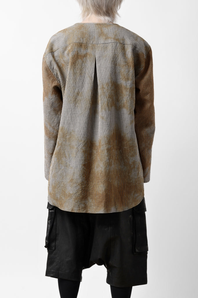 YUTA MATSUOKA exclusive round neck shirt / mottled dyeing dead stock woven