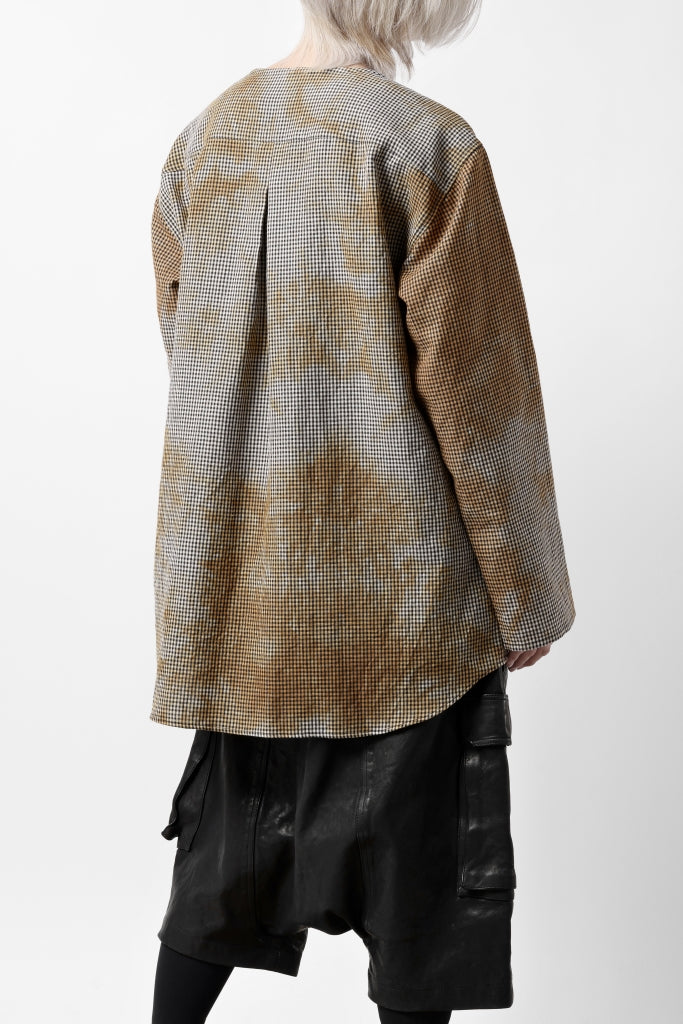 YUTA MATSUOKA exclusive round neck shirt / mottled dyeing dead stock woven