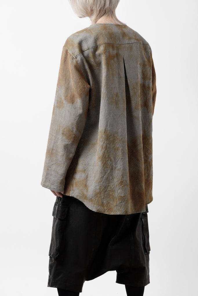 YUTA MATSUOKA exclusive round neck shirt / mottled dyeing dead stock woven