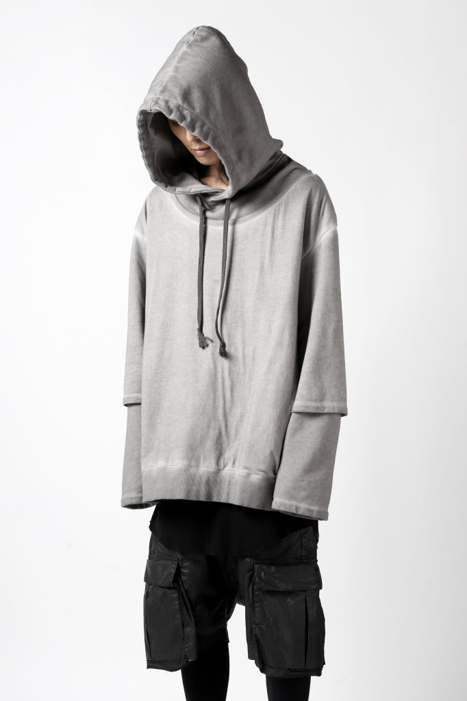 A.F ARTEFACT "BEHIND"DYEING LAYERED TEE HOODIE