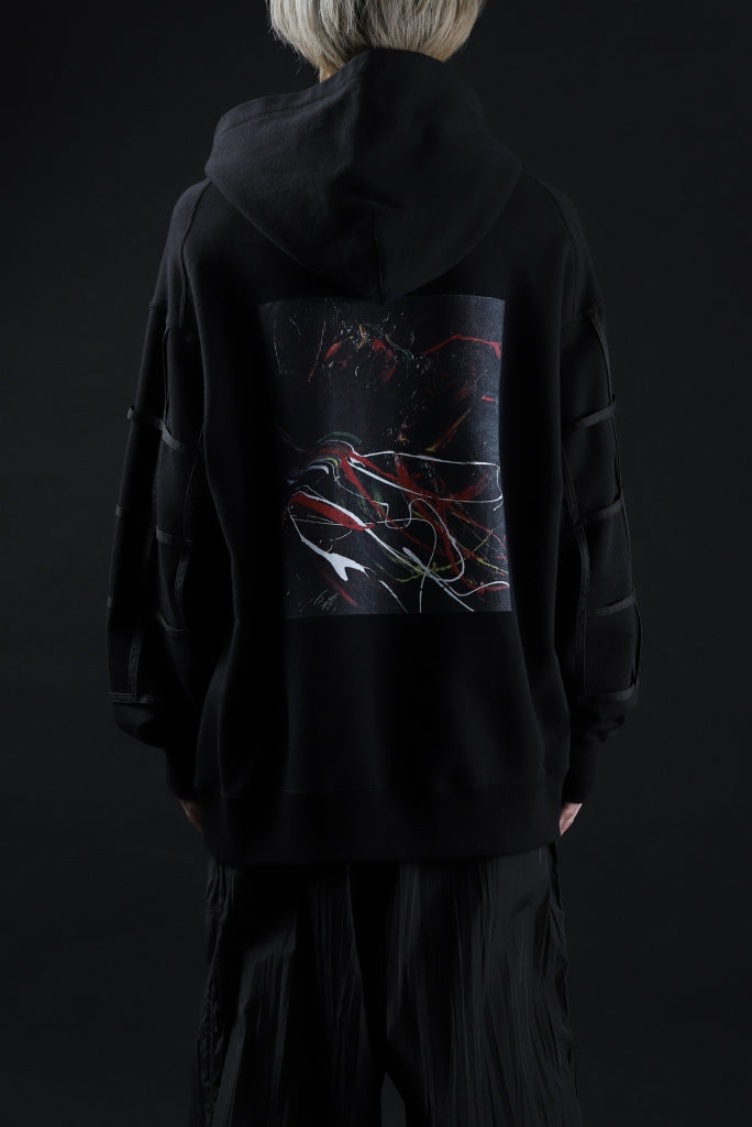 ALMOSTBLACK WEBBING COVER SLEEVE SWEAT HOODIE