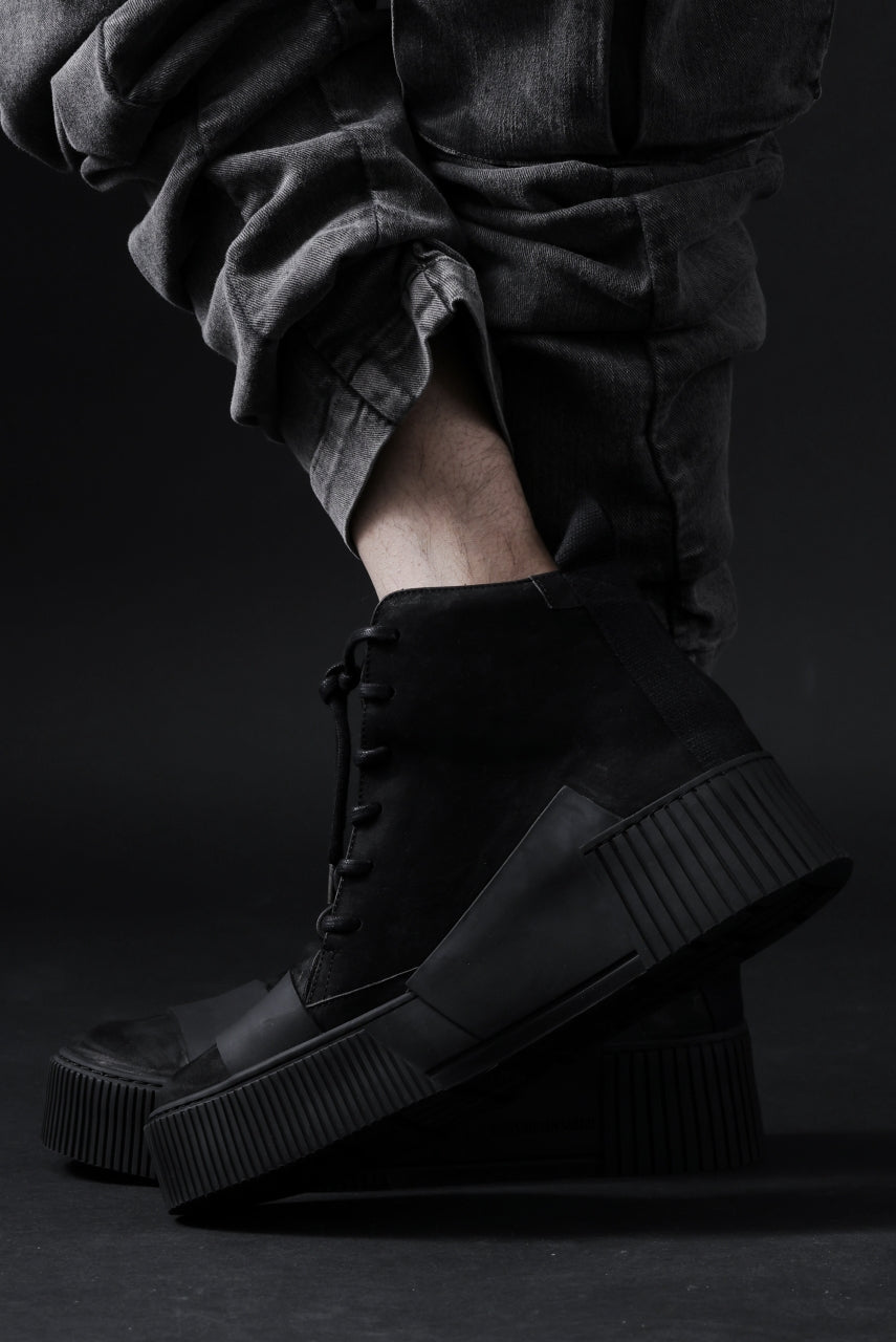 BORIS BIDJAN SABERI HORSE LEATHER MID CUT SNEAKER / WASHED AND HAND TREATED "BAMBA1.1" 