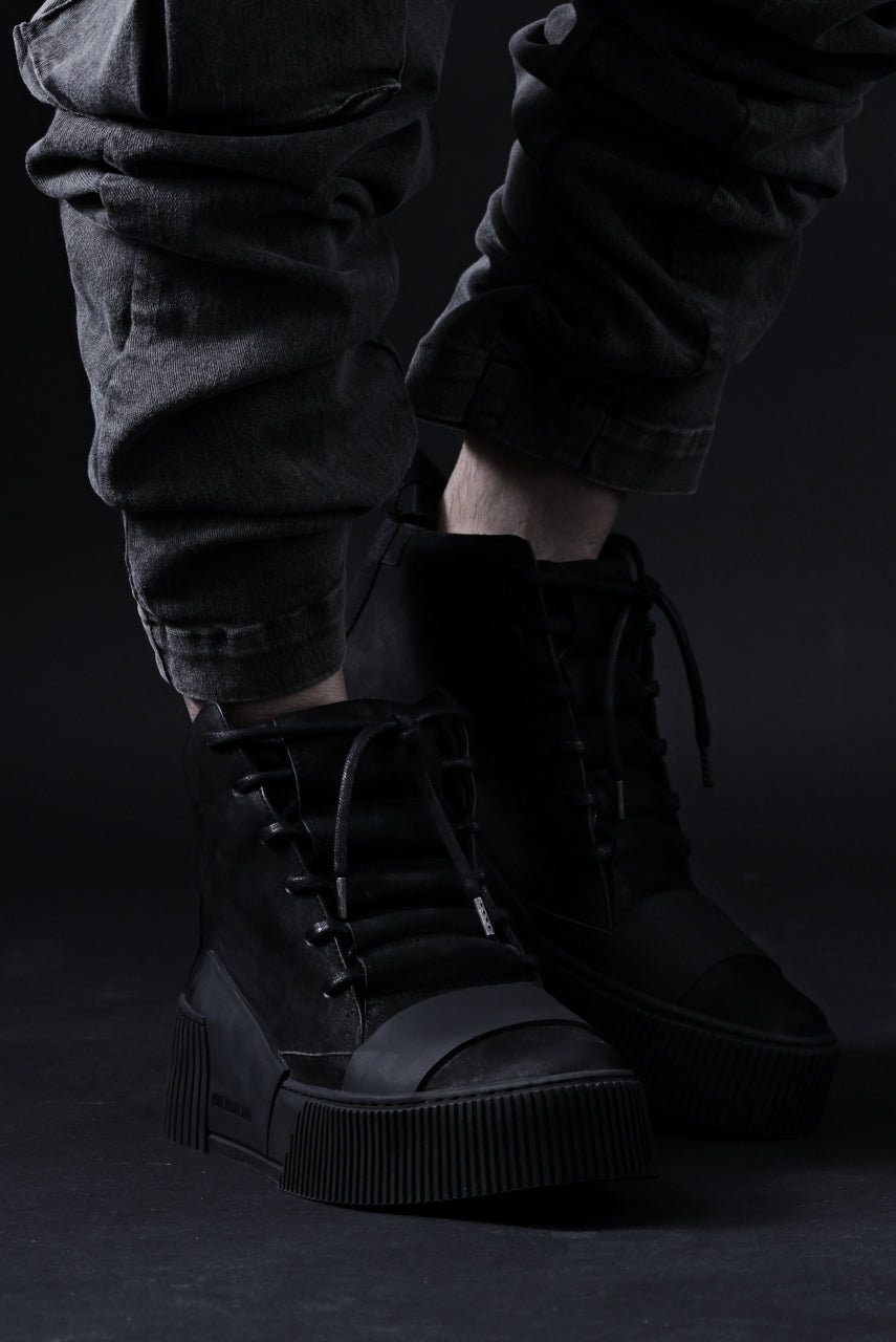 BORIS BIDJAN SABERI HORSE LEATHER MID CUT SNEAKER / WASHED AND HAND TREATED "BAMBA1.1" 