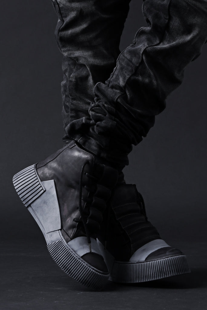 BORIS BIDJAN SABERI COW LEATHER MID CUT SNEAKER / OBJECT DYED & HAND TREATED "BAMBA1.1"