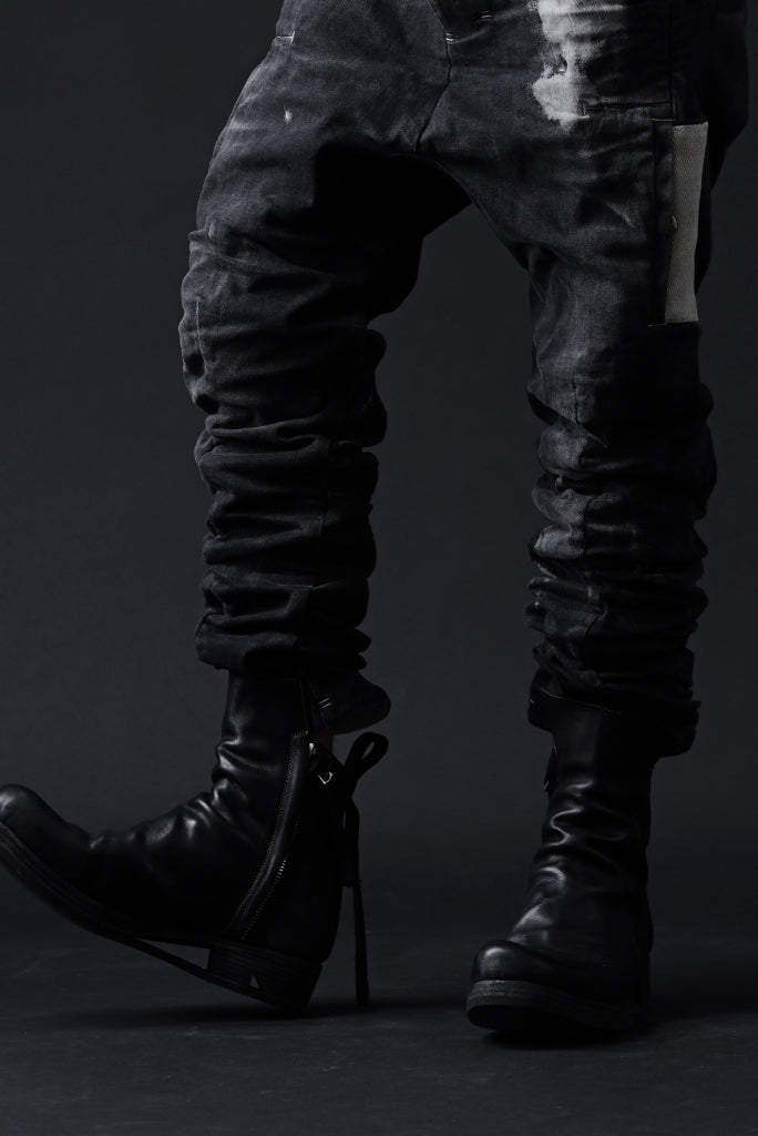 BORIS BIDJAN SABERI DROP CROTCH PANTS / STONE WASHED & USED EFFECT & BODY MOLDED "P24-F1603K"