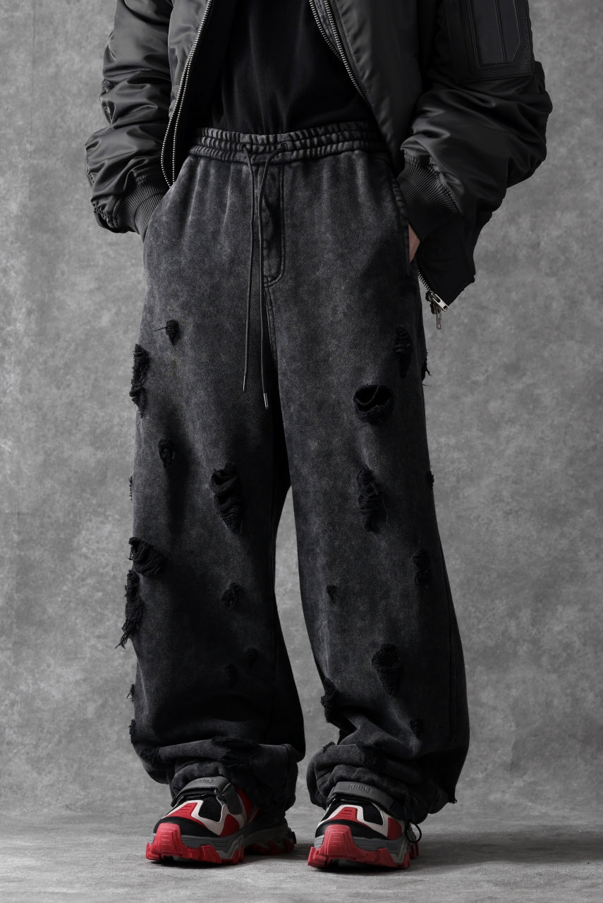 Juun.J Garment Dyed Distressed Wide Track Pants