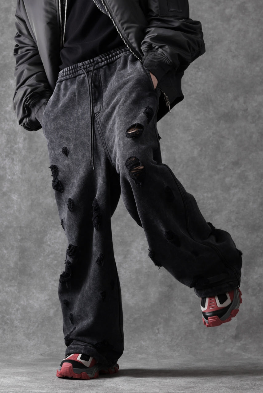 Juun.J Garment Dyed Distressed Wide Track Pants