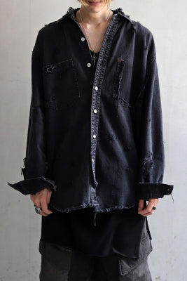 RESURRECTION HANDMADE distressed denim coverall shirt