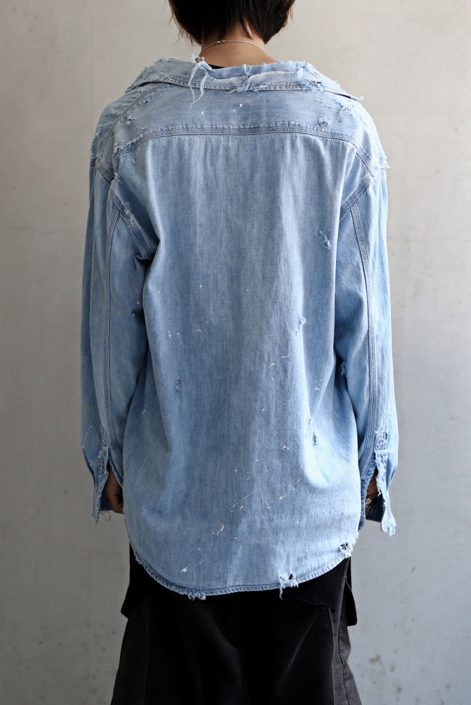 RESURRECTION HANDMADE distressed triple-stitch denim shirt