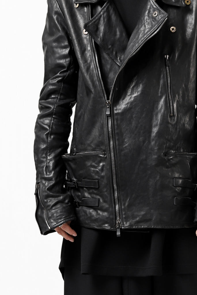 incarnation exclusive HORSE LEATHER DOUBLE BREAST MOTO JACKET / OBJECT DYED (BLACK EDITION)