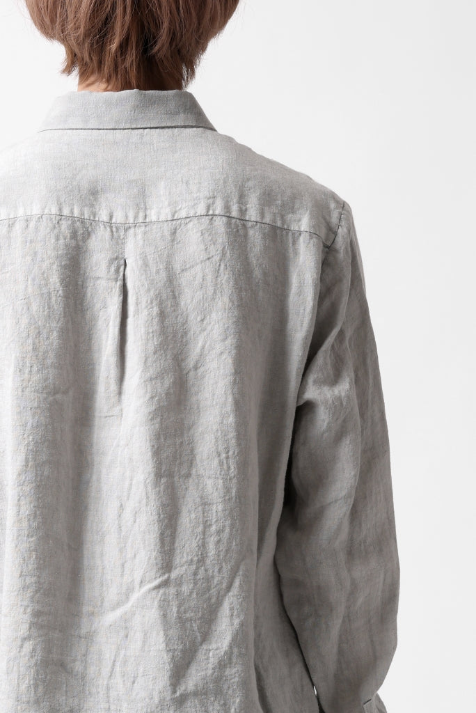 _vital button fly front shirt / sumi dyed organic linen