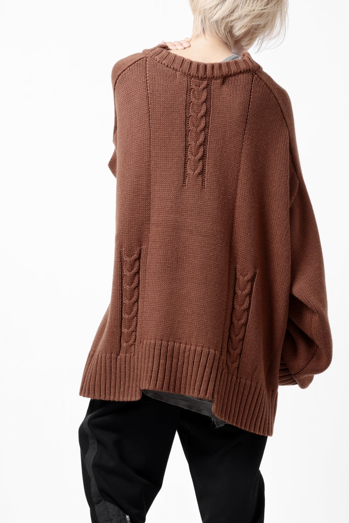 A.F ARTEFACT LOWGAUGE CABLE KNIT PULLOVER IRREGULAR-HEM