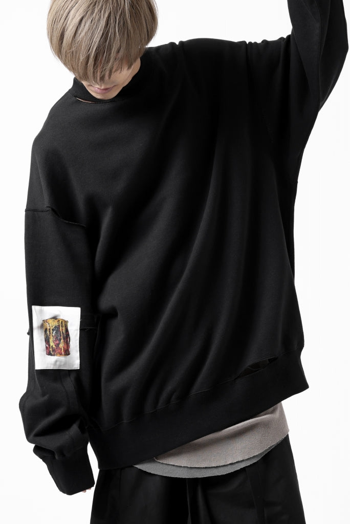 ALMOSTBLACK SLASH CUT SWEAT PULLOVER