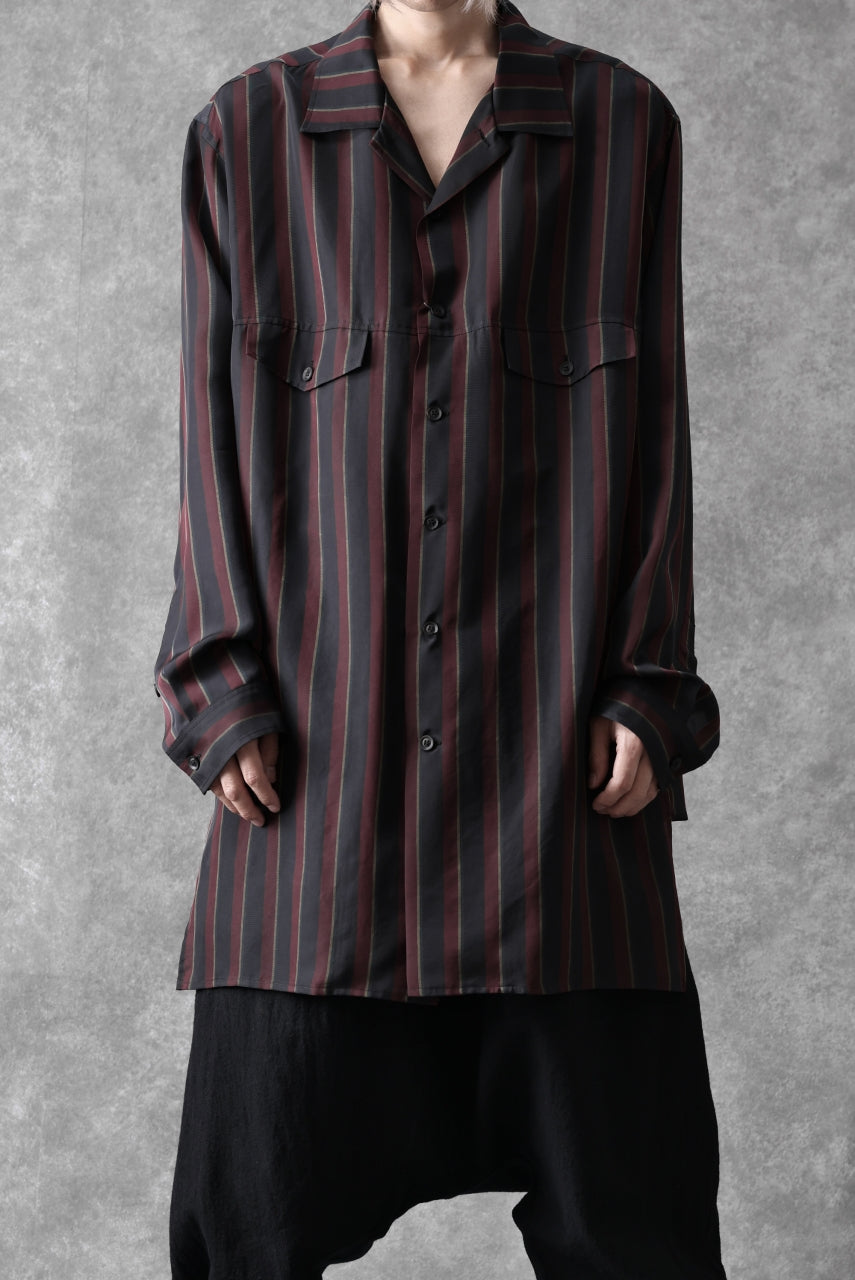 Y's for men STRIPE SHIRT with FLAP POCKET / PIGMENT DYED CUPRA