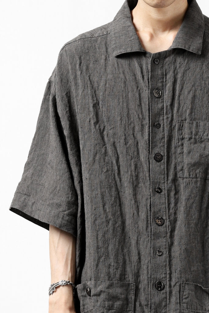 _vital short sleeve coverall shirt / linen-plaid