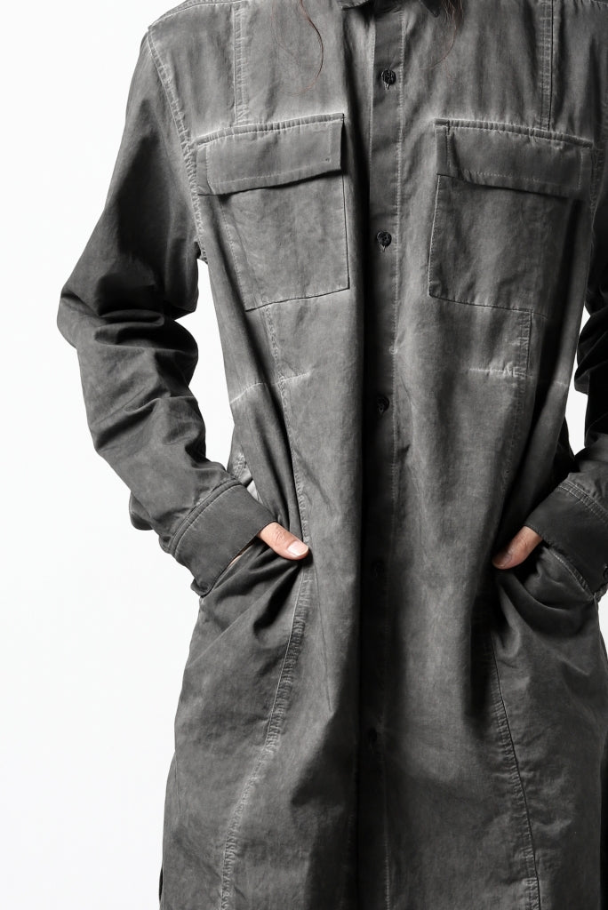 A.F ARTEFACT MILITARY LONG SHIRT / COLD DYED (GREY)