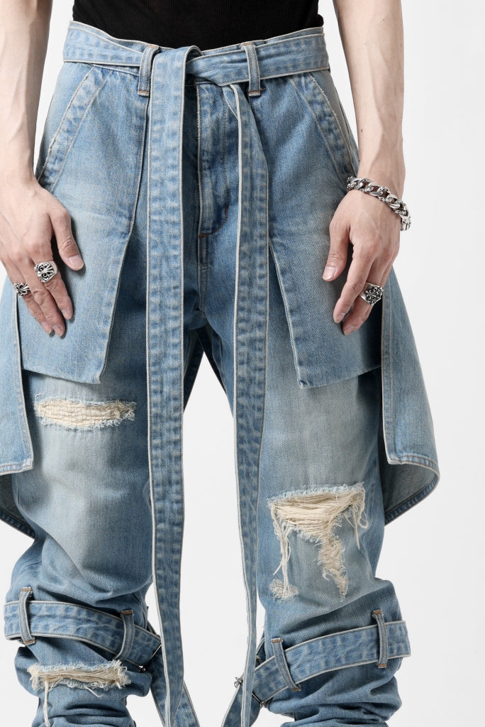 N/07 SEDITIOUS BONDAGE TROUSERS / CRUSHED BLEACH DENIM