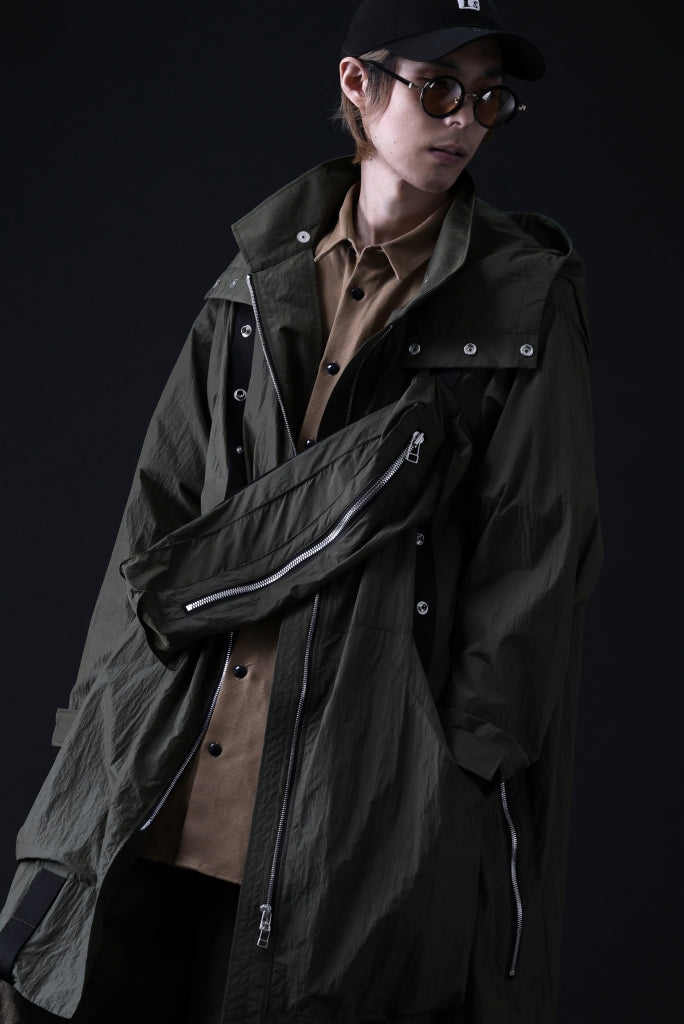 A.F ARTEFACT HOODIE LONG ZIP COAT with DETACHABLE POCKET POUCH