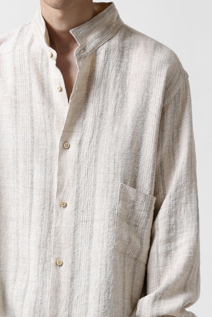 COLINA GARDENER SHIRT / SHADOW STRIPE (LINEN / NEPPED SILK)