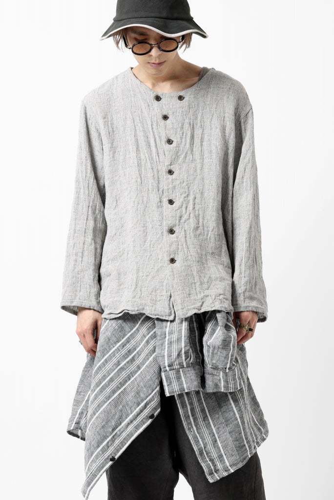 YUTA MATSUOKA round neck shirt / dead stock slab linen