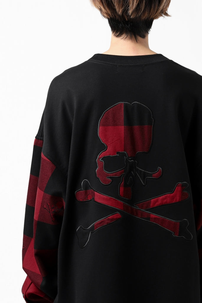 mastermind JAPAN DOCKING OVER TOPS / SWEAT+BLOCK CHECK (BLACK RED)