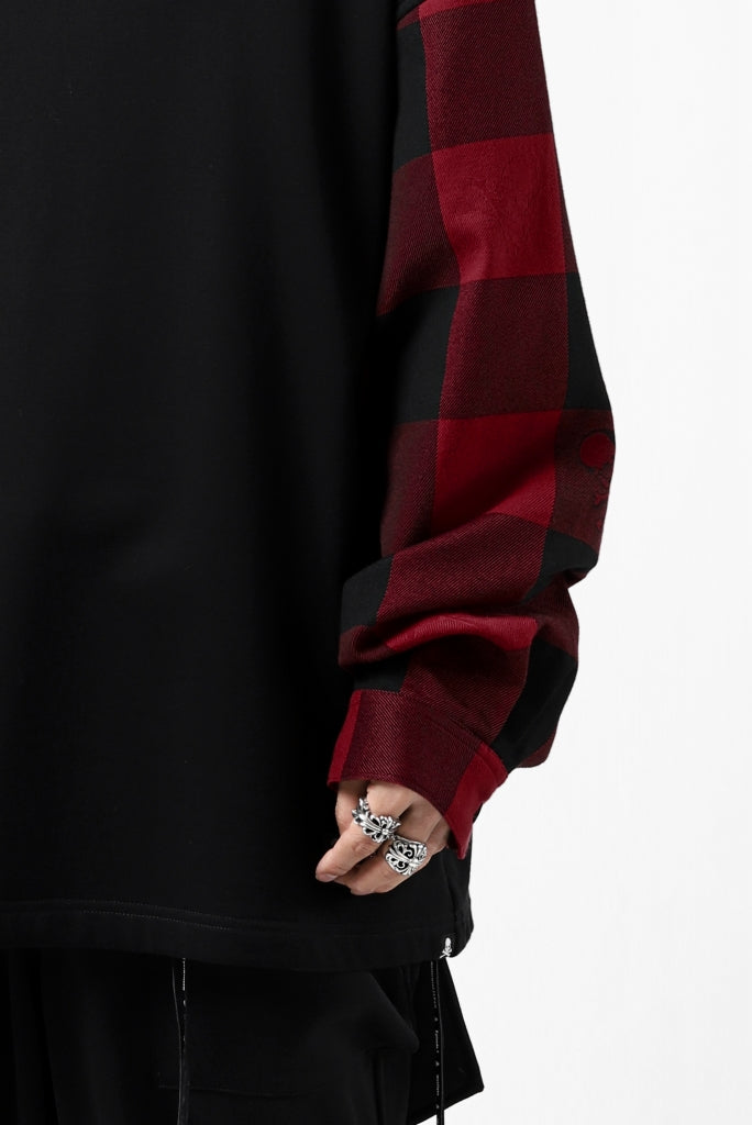 mastermind JAPAN DOCKING OVER TOPS / SWEAT+BLOCK CHECK (BLACK RED)