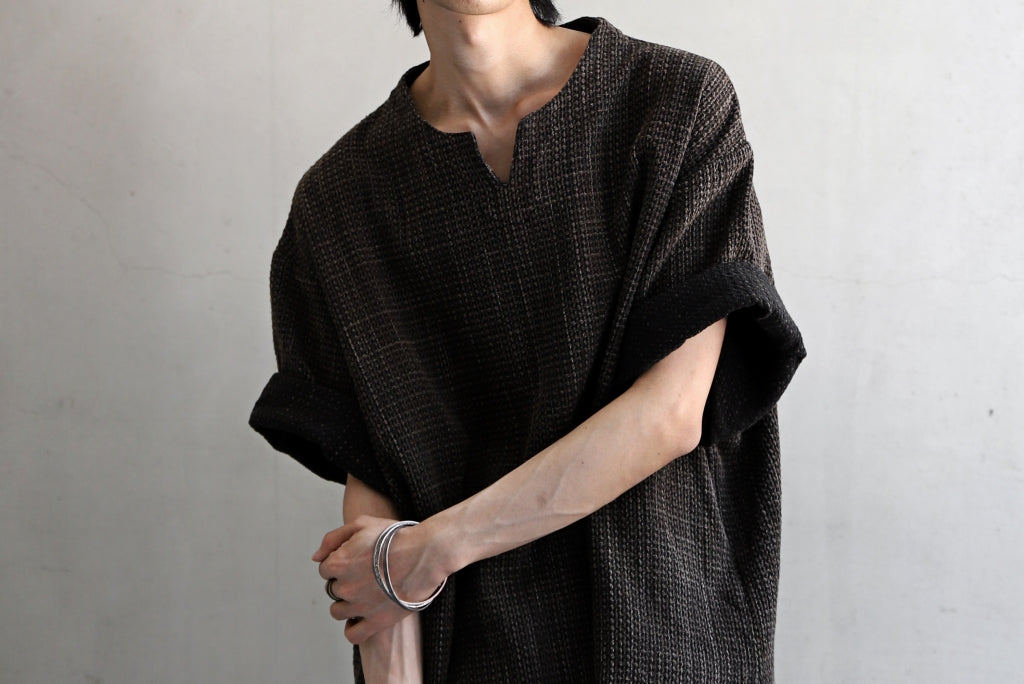 COLINA KEY NECK PULLOVER SHIRT / GARABO LIGHT SASHIKO (KASURI)