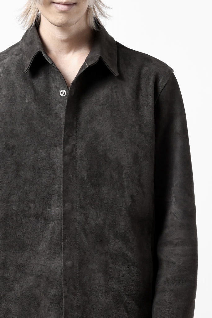 ISAMU KATAYAMA BACKLASH REVERSE LEATHER SHIRT / DOUBLE DYED - JP WET WHITE CALF