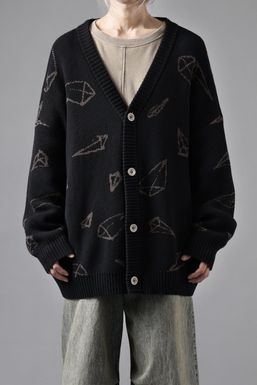 A.F ARTEFACT PYRA PATTERN COTTON KNIT CARDIGAN