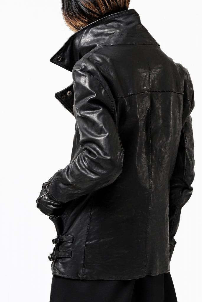 incarnation exclusive HORSE LEATHER DOUBLE BREAST MOTO JACKET / OBJECT DYED (BLACK EDITION)