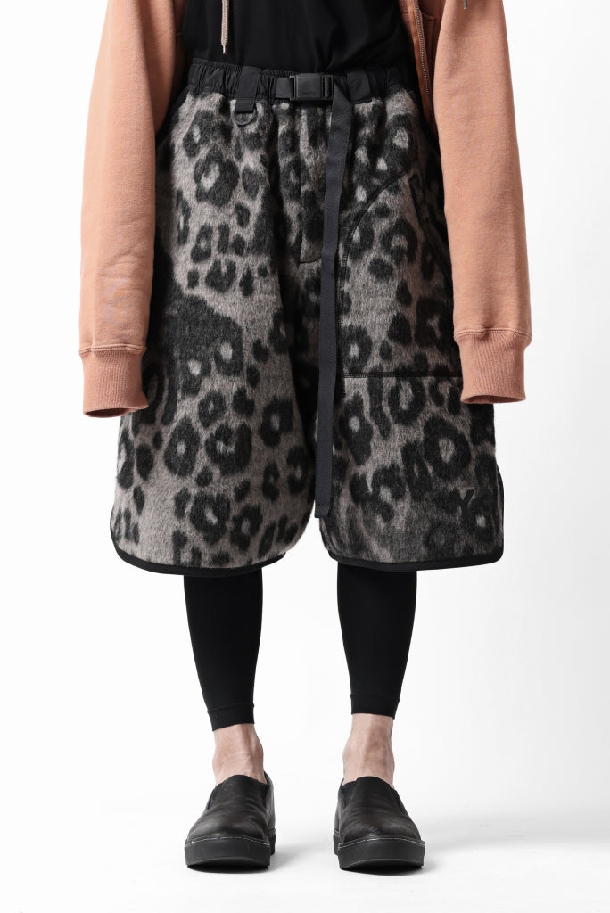 Y-3 Yohji Yamamoto LEOPARD WIDEGAME SHORTS / MIX WOOL MOHAIR