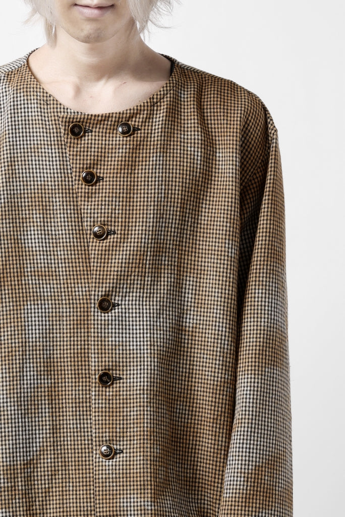 YUTA MATSUOKA exclusive round neck shirt / mottled dyeing dead stock woven