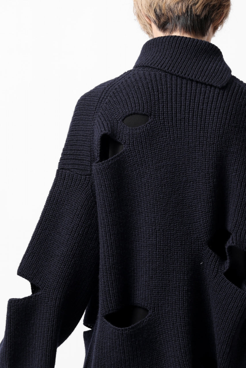 Y's SLASHED HIGHNECK KNIT PULLOVER / 5G WOOL