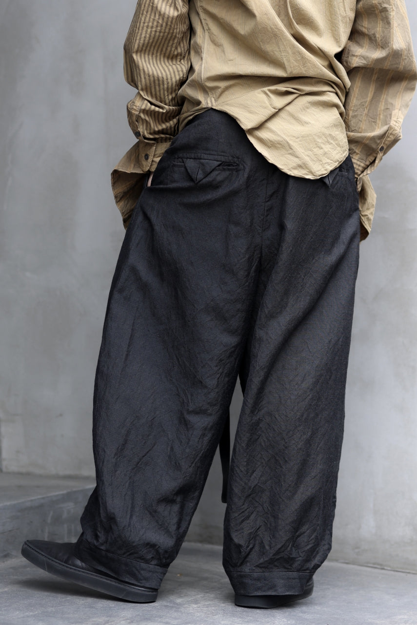 KLASICA GOSSE TWO TUCKED TROUSERS / SUMMER CHAMBRAY WOOL-LINEN