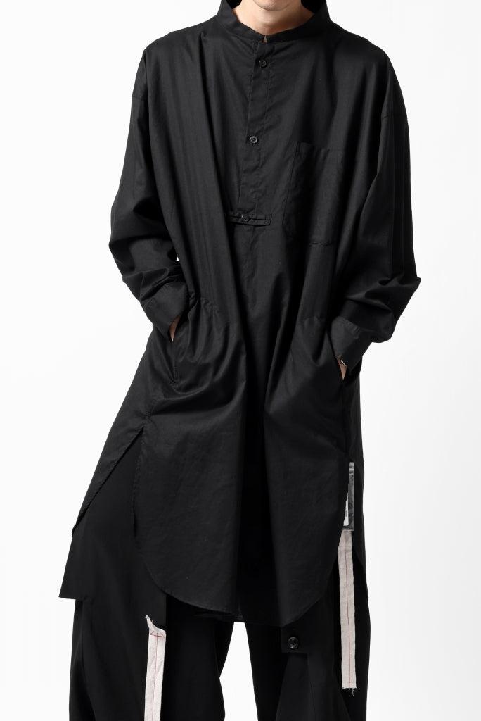 Y's STAND COLLAR LONG SHIRT / THIN TWILL