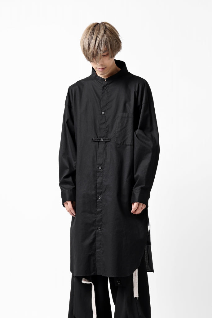 Y's STAND COLLAR LONG SHIRT / THIN TWILL