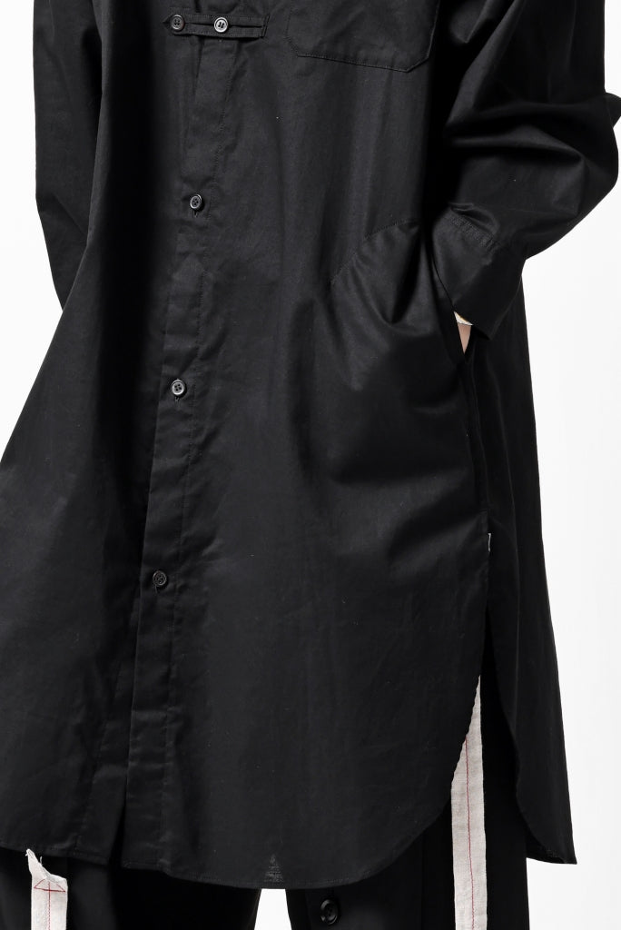 Y's STAND COLLAR LONG SHIRT / THIN TWILL