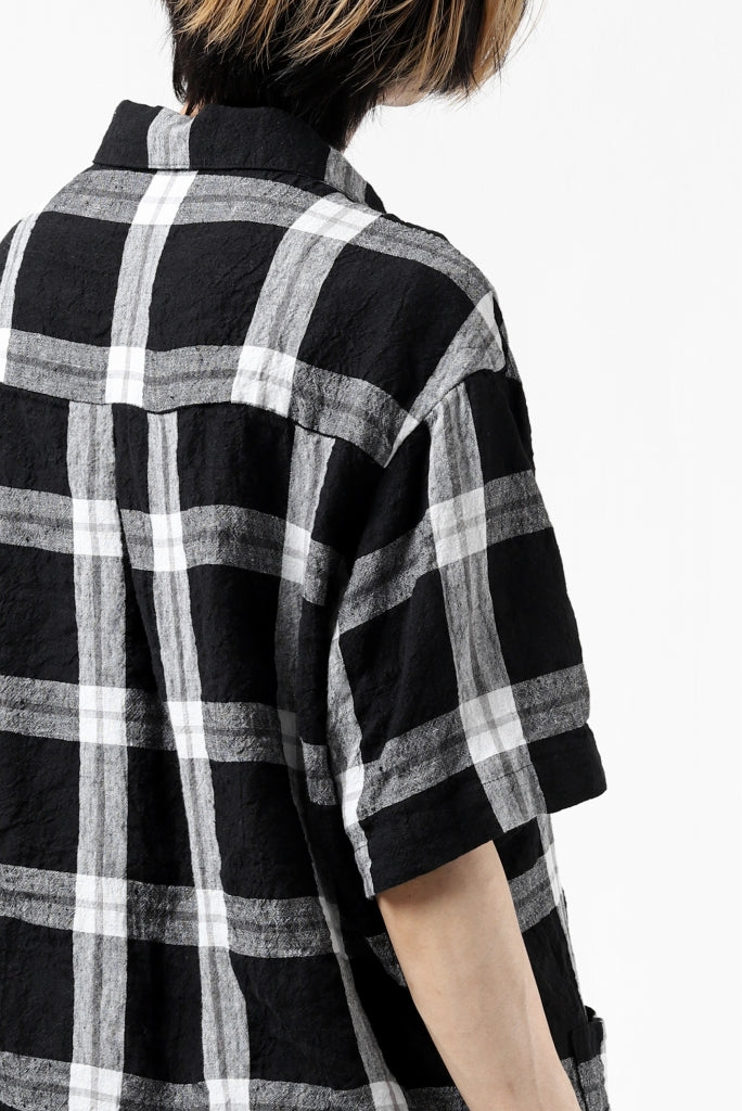 _vital short sleeve coverall shirt / linen-plaid