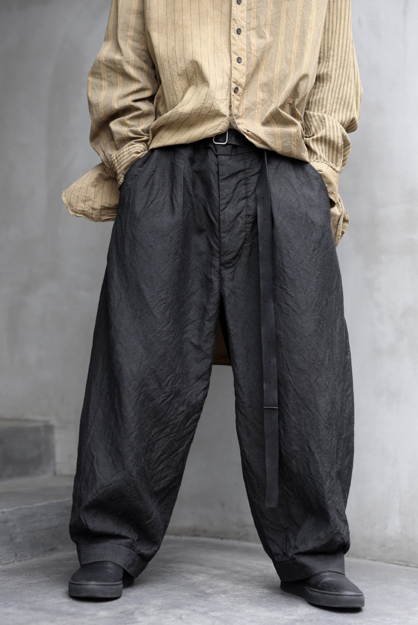 KLASICA GOSSE TWO TUCKED TROUSERS / SUMMER CHAMBRAY WOOL-LINEN