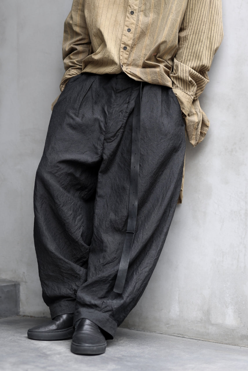 KLASICA GOSSE TWO TUCKED TROUSERS / SUMMER CHAMBRAY WOOL-LINEN