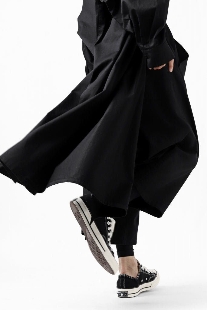 Y's WIDE SARROUEL CROPPED PANTS / SOFT TWILL (BLACK)