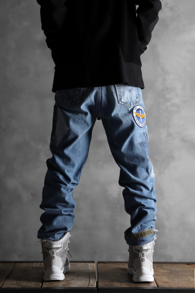 CHANGES VINTAGE REMAKE PATCHWORK DENIM TAPERED PANTS / VINTAGE DENIM