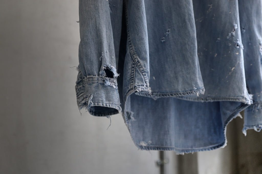 RESURRECTION HANDMADE distressed triple-stitch denim shirt