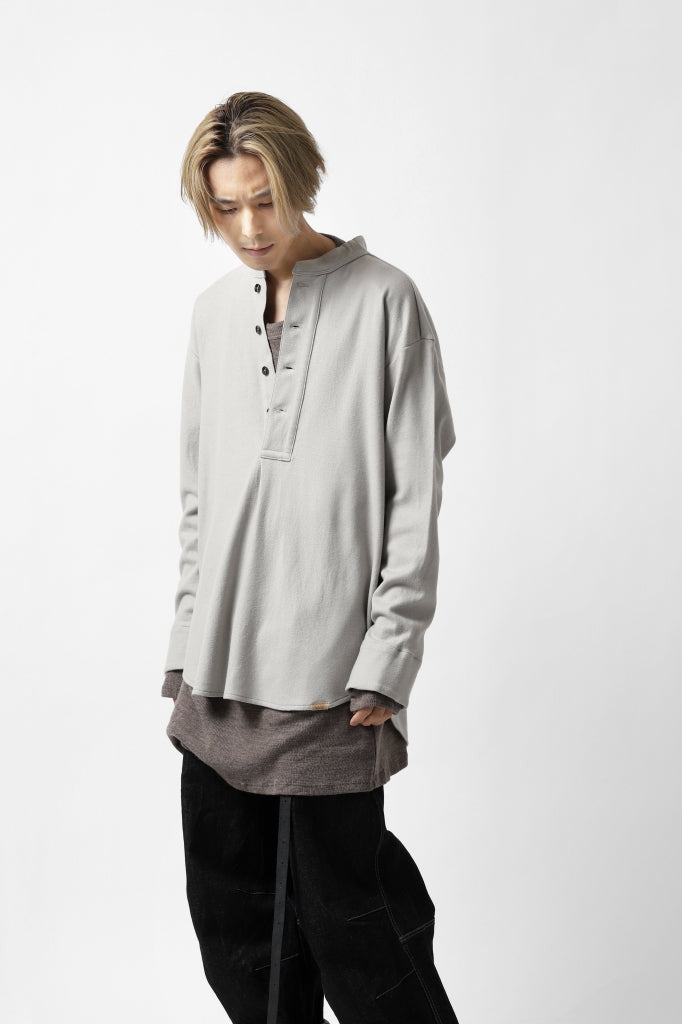 COLINA BANDED COLLAR PULLOVER SHIRT / SUPER 140s WASHABLE WOOL