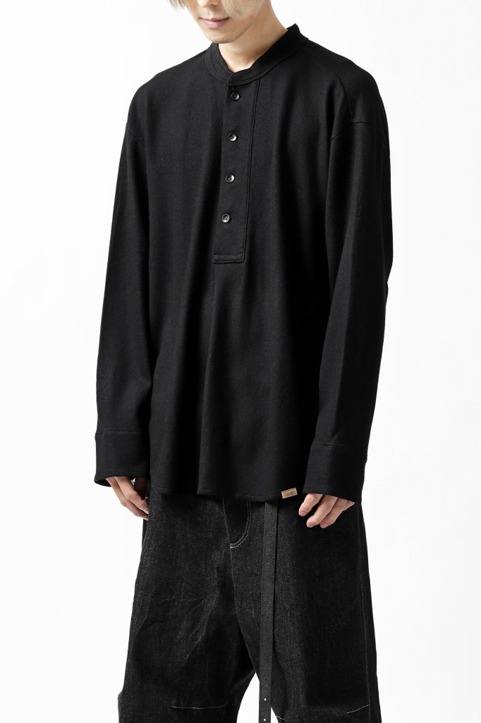 COLINA BANDED COLLAR PULLOVER SHIRT / SUPER 140s WASHABLE WOOL